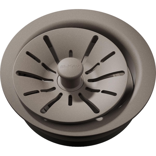 Quartz Perfect Drain 3-1/2" Polymr Disposr Flnge w/ Removable Bsket Strain, Rubber Stoppr Silvermist